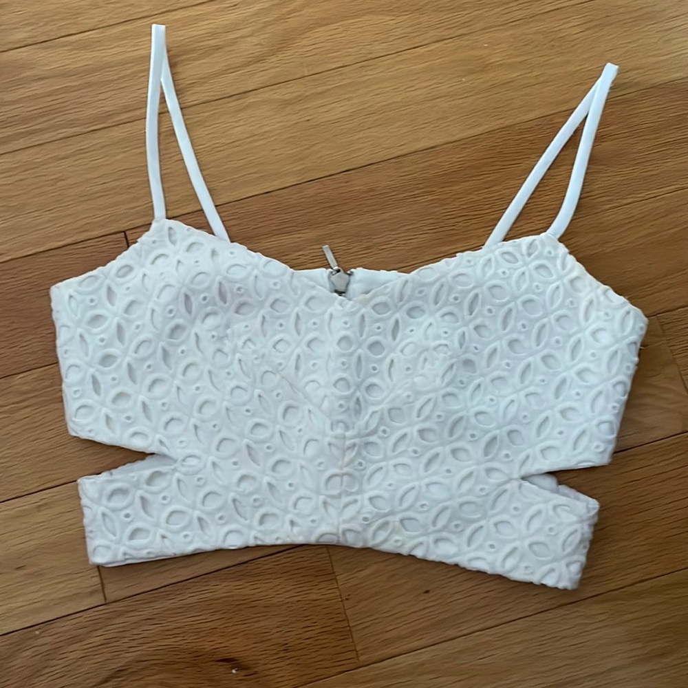 Nicholas White Crop Top with cut outs. size 2.